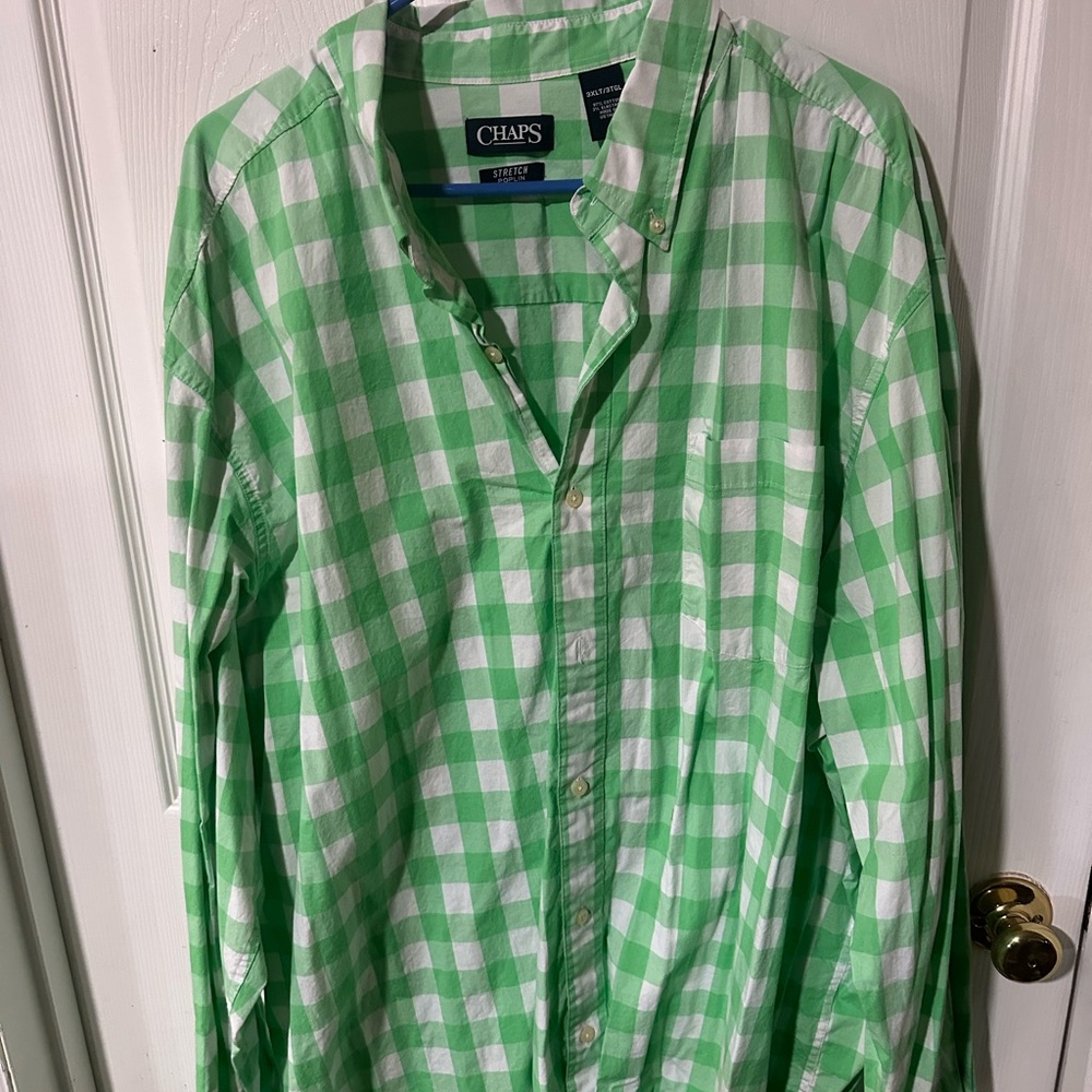 Chaps Mint Green Plaid Men's Shirt